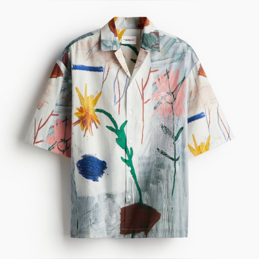 Hm xBasquiat x ev&tela loose fit cotton resort shirt